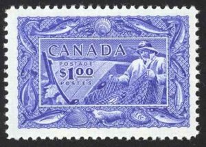 Canada Sc# 302 MNH 1951 $1.00 bright ultramarine Fisherman