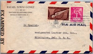 SCHALLSTAMPS REPUBLICA DOMINICANA 1940-45 WWII CENSORED AIRMAIL COVER ADDR USA