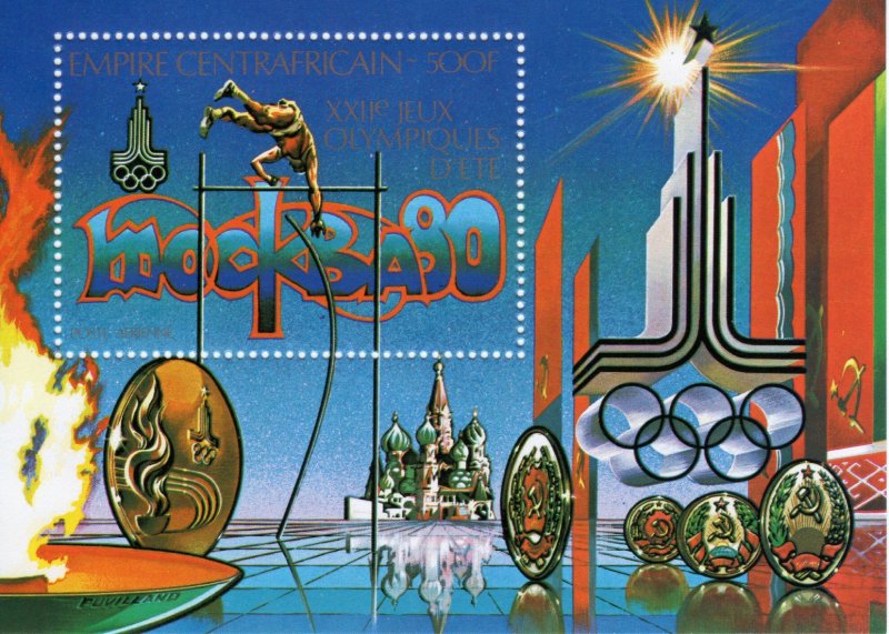 Central African 1979 Mi#Bl.58A MOSCOW  OLYMPICS S/S PERF.MNH