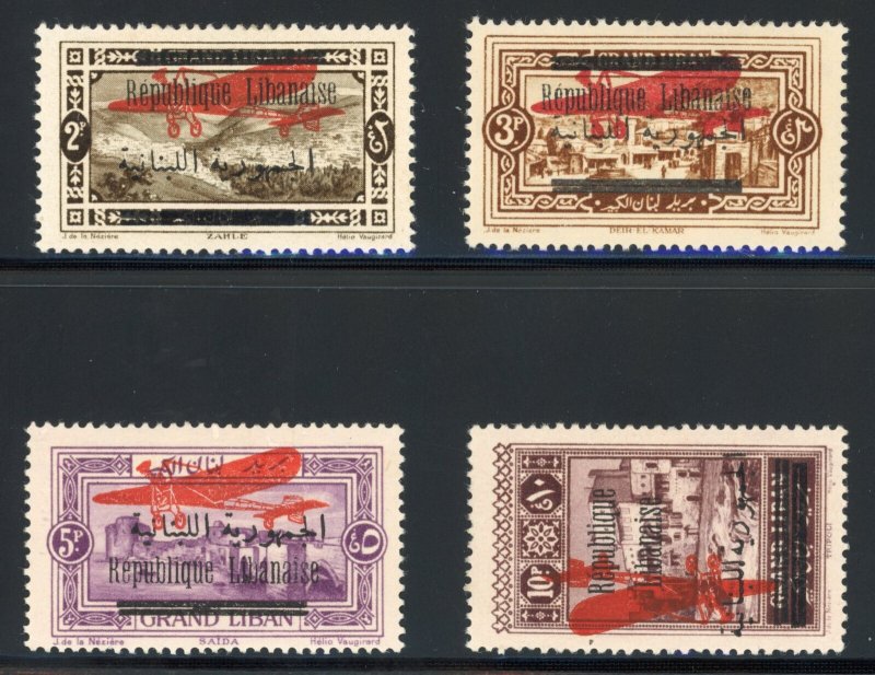 Lebanon 1928 Airmail Overprint Sc# C21-C24 Mint XF OG Lightly Hinged Scarce ?