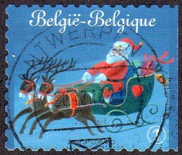Belgium 2479 - Used - 1 Santa / Sleigh (Facing Left) (2010) (cv $1.00)