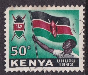 Kenya 1963 Independence Kenya Flag 50c Fine Used SG 7 VGC