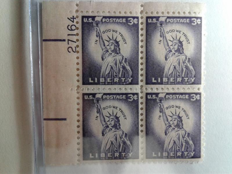 SCOTT # 1035E LIBERTY PLATE BLOCK GEM MINT NEVER HINGED STUNNING !!