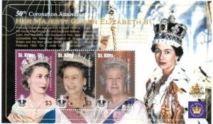 Saint Kitts 2003 - Queen Elizabeth II - Sheet of 3 Stamps - Scott #562 - MNH