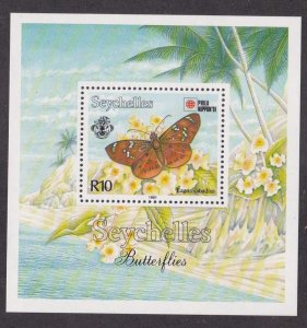 Seychelles # 729, Butterfly, Souvenir Sheet, NH, 1/2 Cat