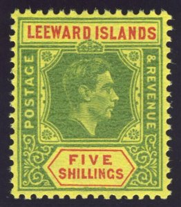 Leeward Islands 1951 KGVI 5s bright green & red/yellow (CH) superb MNH. SG 112c.