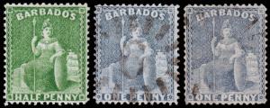 Barbados Scott 50, 51, 51b (1875-78) Used/Mint H F-VF, CV $29.85 M