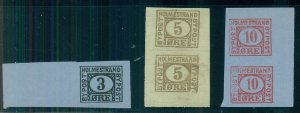 NORWAY, 1888, Locals - HOLMESTRAND 3,5,10ore reprints, no gum as issued, VF