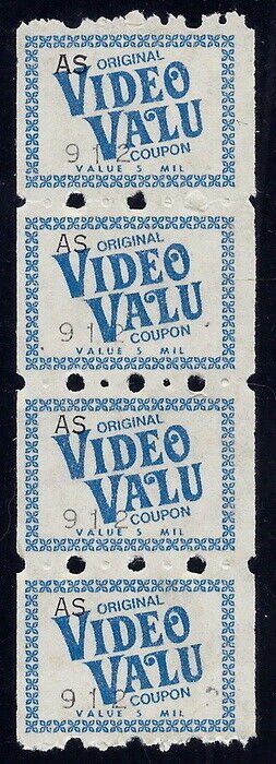 Video Valu Cinderella Savings / Trading Stamp Strip of 4 Mint NH