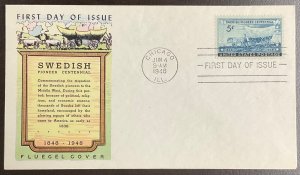 958 Fluegel multi-color cachet Swedish Pioneers Centennial FDC 1948