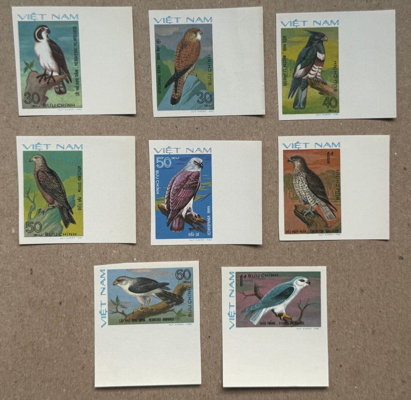 Viet Nam North DR 1982 Birds of Prey imperforates, MNH. Scott 1192-99, CV $12.00
