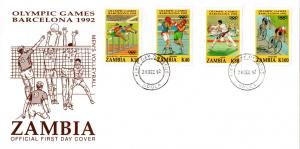 Zambia - 1992 Olympic Games FDC SG 713-716