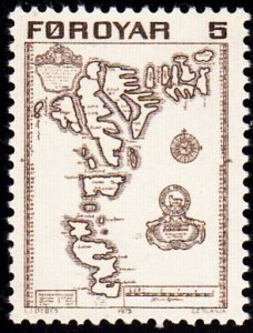 Faroe Islands 1975 MNH Sc #7 5o Map of Islands 1673