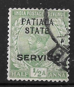 India Patiala O30: 1/2a George V, used, F