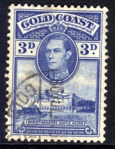 Gold Coast 1938 - 43 KGV1  3d Blue Used SG 124a ( M626 )
