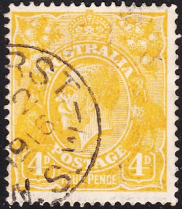 Australia 1914-24 used Sc 31a 4p George V yellow crease