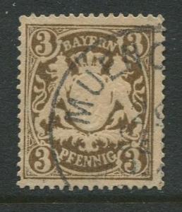 Bavaria -Scott 60a - Coat of Arms -1888 -  Used - Single 3pf Stamp