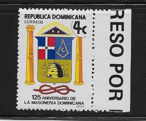 DOMINICAN REPUBLIC STAMP MOG MASONERIA DOMINICANA 1983 #XC39