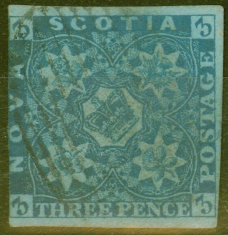 Nova Scotia 1851 3d Dp Blue SG2 Fine Used 3 Margins