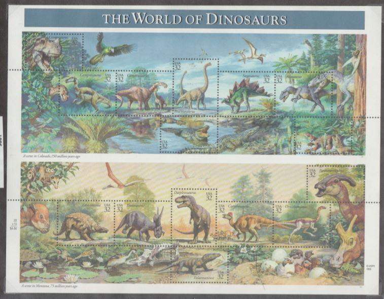 U.S. Scott #3136 Dinosaur Stamps - Mint NH Sheet