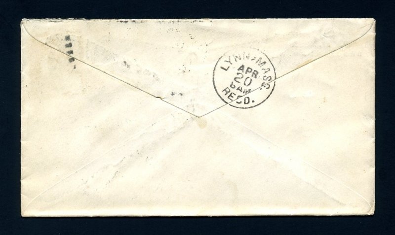 # 207 cover from P. O. Box 69, Brooklyn, NY to Lynn, MA dated 4-19-1882