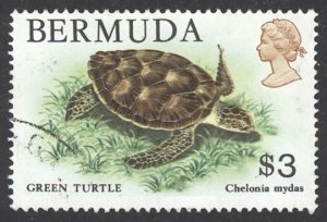 Bermuda Sc# 378 Used 1978-1979 $3 Green Turtle