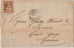 Switzerland 5c Seated Helvetia 1871 Geneva Folded Letter Local use.