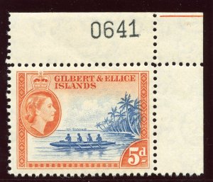 Gilbert & Ellice Is 1962 QEII 5d ultramarine & brown orange (DLR) MNH. SG 69a.