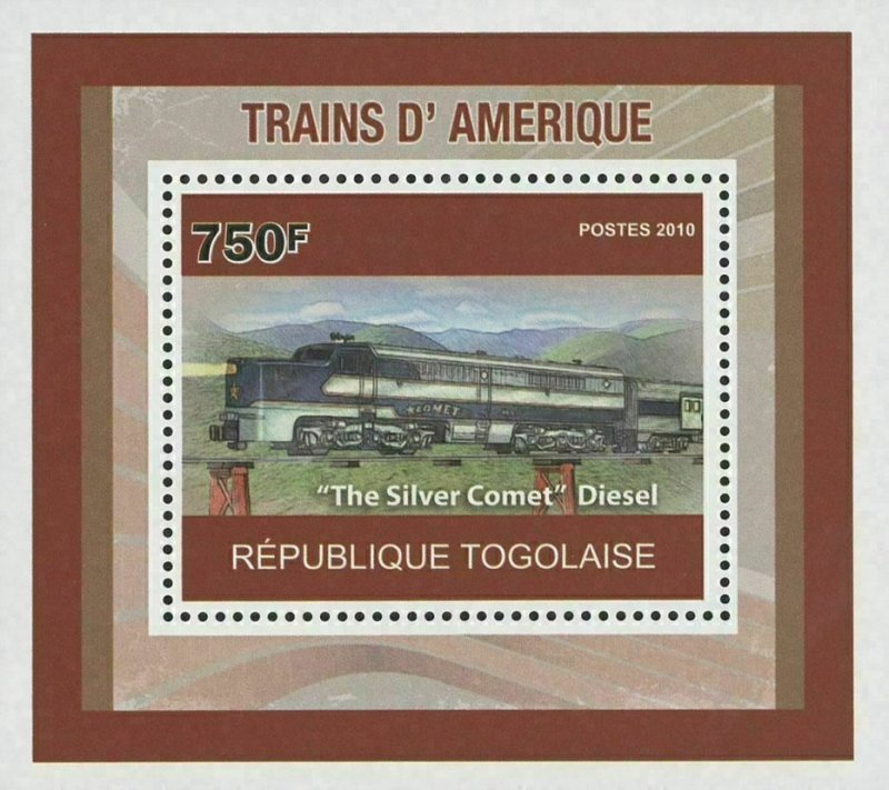 American Trains The Silver Comet Diesel Mini Sov. Sheet MNH