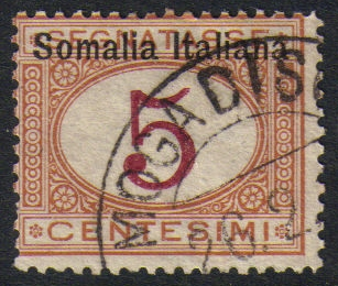 Somalia #J12, used single, postage due, issued 1909