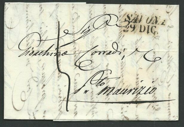 ITALY 1838 cover SAVONA to Porto Maurizio..................................60402