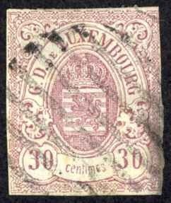 Luxembourg Sc# 23 Used 1865-1874 30c Coat of Arms