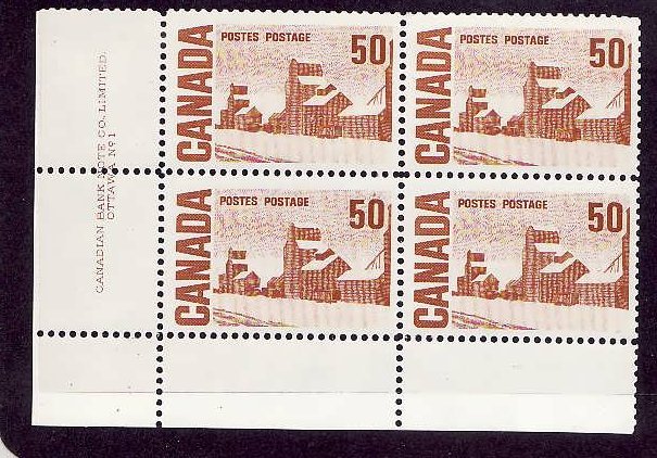 Canada-Sc#465A-Unused NH 50c Solemn Land Centennial-UR plate block #1-Dex gum-19