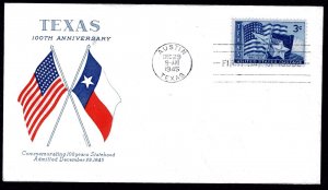 #938 Texas Statehood FDC Grimsland Dec 29, 1945