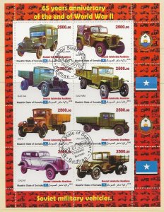 Thematic stamps Somalia 2010 WW II Transport 8 value sheet used