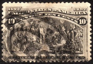 1893, US 10c, Columbus Presenting Natives, Used, Sc 237