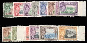 Dominica #97-110 Cat$80, 1938-47 George VI, complete set, never hinged