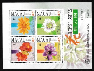 Macao 1993 Flowers Miniature Sheet Scott 710a  VF/NH