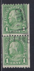 United States # 604, Ben. Franklin Coil Pair, Used