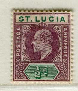 ST. LUCIA; 1903 early ED VII issue fine Mint hinged 1/2d. value