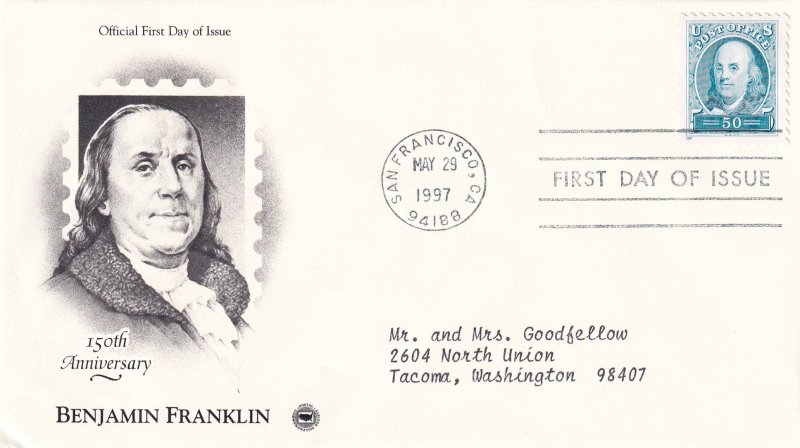 1997, Honoring Benjamin Franklin, PCS, FDC (E15023)