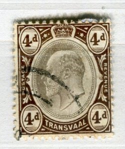 SOUTH AFRICA; TRANSVAAL 1903-04 early ED VII issue fine used Shade of 4d. value