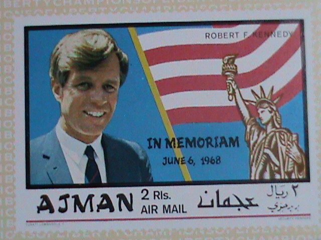 ​AJMAN-AIRMAIL-1968 IN MEMORIAL OF  PRESIDENT ROBERT KENNEDY-IMPERF-MNH S/S VF