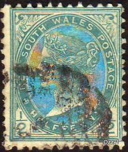 NSW 1899 Sc#102 1/2d Blue Green Queen Victoria USED.
