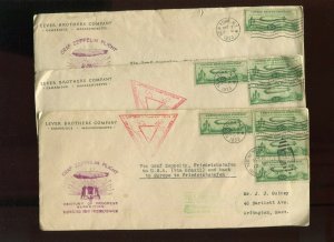 3  FLIGHT FDC's C18  ON GRAF ZEPPELIN CENTURY OF PROGRESS EXPO OCT 2 1933