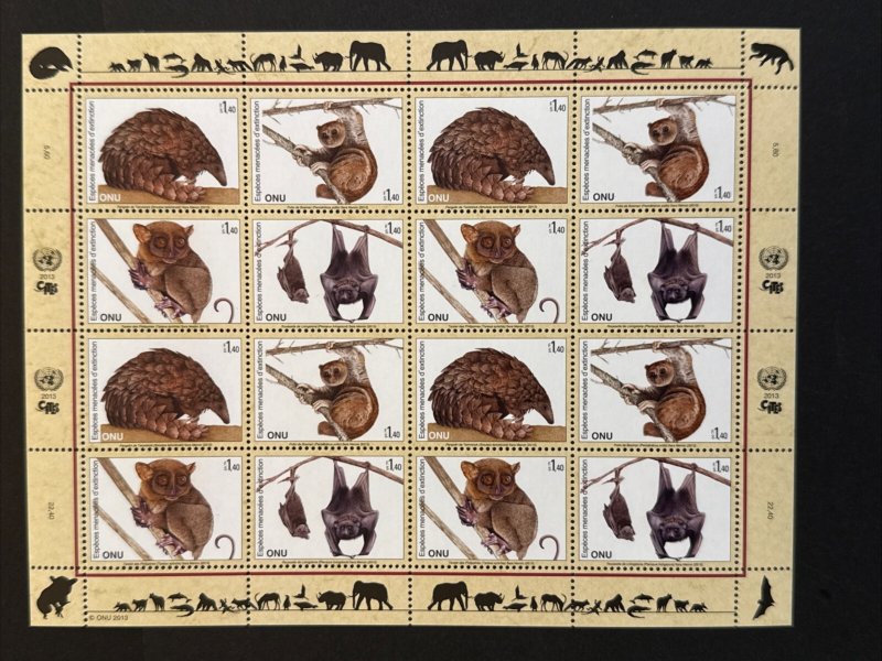 2013 UN Geneva Endangered Species Mini Sheet MNH Sc# 572-5, Mi 834-7KB