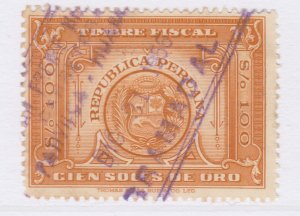 PERU Revenue Stamp Used Steuermarke Fiskal PEROU Timbre Fiscal A27P47F25278