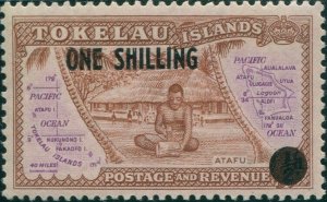 Tokelau 1956 SG5 1/- on ½d Atafu MNH