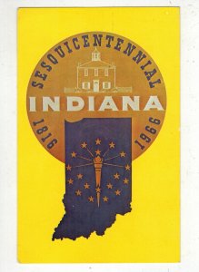 1966 INDIANA STATEHOOD CENTENNIAL 1308 FDC ON COLOR POSTCARD Nice!