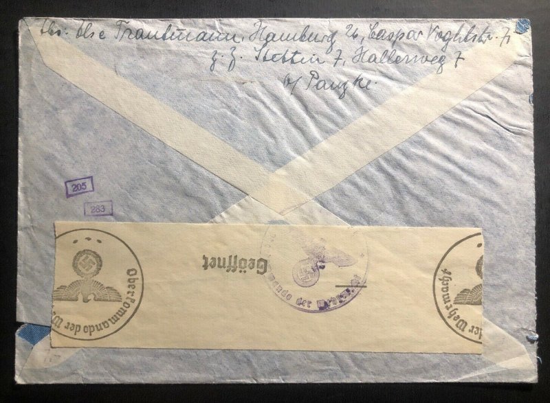 1940 Stettin Germany Airmail Censored cover To New York Usa